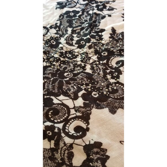 Express Goth Black & White with Rhinestones Cross Viscose Scarf with Tag - Picture 3 of 9